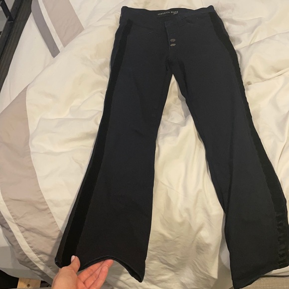 Veronica beard 24 navy jeans carolyn suede black stripe